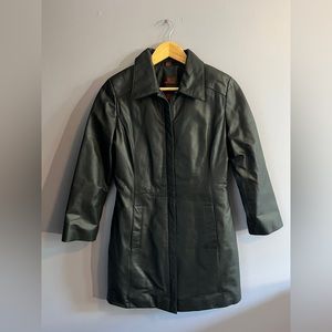 DANIER Black Leather Zip Coat Petite